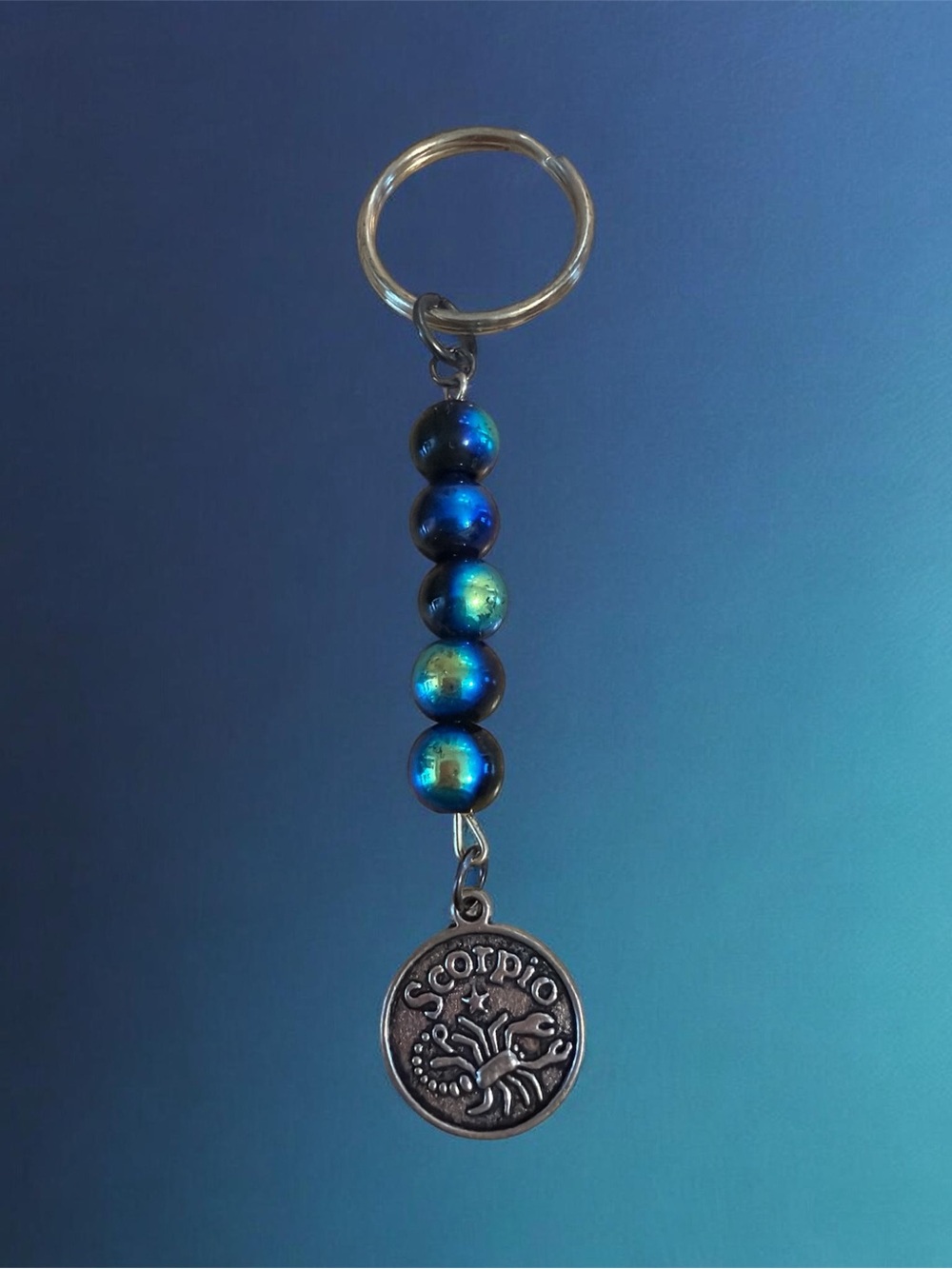 ⭐️ Bundle 5 for $13 • Scorpio Zodiac Keychain / Bag Charm with Iridescent Beads
